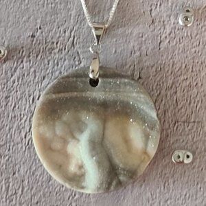 Focal, Druzy Agate Pendant on a Silver Chain